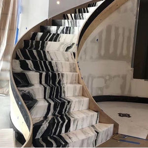 Großhandels preis Naturstein Marmor Treppen geländer Panda White Treppen für die Dekoration - Product Image 2
