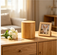 Urne funéraire cylindrique en bambou naturel pour animaux de compagnie, petite urne commémorative pour cendres de chien ou de chat, mini urne écologique 220 ml