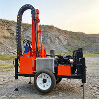 Foreuse portable à couple élevé 200M, type roue, hydraulique, rotative, à vitesse variable, adaptable, pour forage de puits d'eau tout-terrain