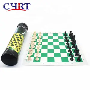 Chess Game Set CHRT Roll-up Travel Chess Set Great Travel Toy Games Tournament Plastic Outdoor Chess Set With Board