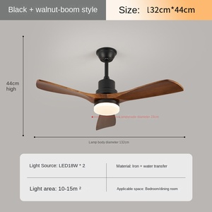 พัดลมเพดาน LED ขนาด48/52นิ้วหรูหราทันสมัยทำจากไม้แข็งควบคุมระยะไกลทรงใบไม้ชุบไฟฟ้าสำหรับห้องน้ำตัวโคมไฟแก้ว - Product Image 4