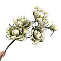 LE-432 Ramo de Magnolia Artificial de Alta Calidad con Tacto Real, Arreglo Floral de EVA para Decoración de Bodas y Hogar, OEM ODM