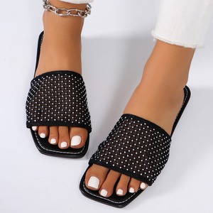 Chaussures plates décontractées grande taille pour femmes, populaires sur internet, avec strass, nouvelle collection été 2024, en maille, pour la plage 231 231 - Product Image 4