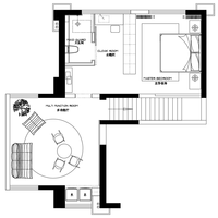 Design de maison moderne du milieu du siècle, meubles rétro et disposition ouverte