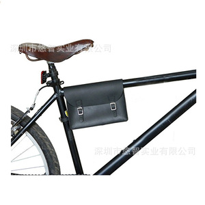 Custom leather bicycle front crossbar tool bag, mountain bike bag, saddle bag, bicycle equipment accessories. - Product Image 2