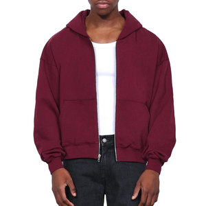 เสื้อฮู้ดมีซิปของผู้ชายผ้าฝ้าย100% 2ชิ้นลายโลโก้ตามสั่งย้อมสีธรรมดา - Product Image 1