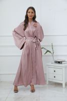 Vêtements islamiques en gros, Abaya pour femmes, robe musulmane, couleur unie, satin d'acétate, Abaya ouverte, Dubaï, Eid, cardigan modeste, Abaya pour femmes