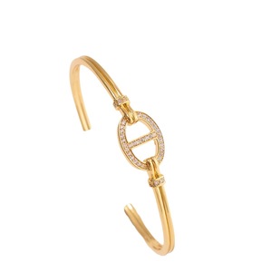 European Style Full Zircon Open Bangle For Women Gold And White Micro Insert <b>Copper</b> Jewelry Anniversary <b>Bracelet</b> - Product Image 5