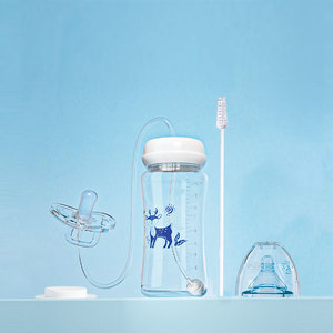 Produits pour bébés, gobelet d'apprentissage pour nouveau-né en silicone PP à col large avec poignée, débit variable, design mignon - Product Image 1
