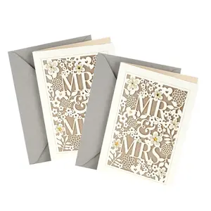 カスタム3Dレーザーダイカット高級印刷挨拶結婚式招待カード印刷
