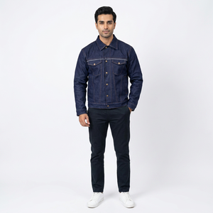 Finer Threads 2026 New Fashion Design High Quality Vintage Hooded <b>Men</b> <b>Denim</b> <b>Jacket</b> Stand Collar Windproof Autumn Wholesale - Product Image 1