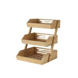 Estante de bambú de dos niveles para almacenar pan con cesta para exhibir y organizar en la encimera de la cocina - Product Image 5