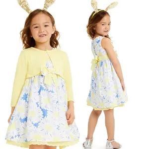 Newest Designs Best Seller Customized Available High Quality Children Wholesale Girls Floral Dress Set