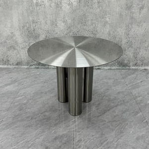 Tavolino da Caffè Moderno di Lusso con Finitura a Specchio Lucido in Acciaio Inossidabile, Base Cilindrica Resistente, Arredamento per Soggiorno - Product Image 3