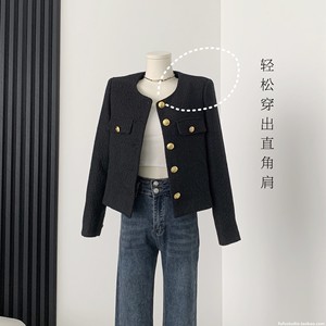 Giacca di <span class=keywords><strong>Tweed</strong></span> blusa corta da <span class=keywords><strong>donna</strong></span> primavera e autunno nuova moda ampia - Product Image 2