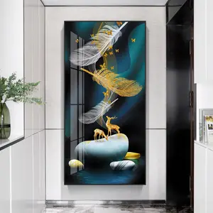 Elk Hyun Yu Enters The Entrance Hall Glass Painting Large Fantasy Feather Corridor Light Atmosphere Crystal Porcelain Painting