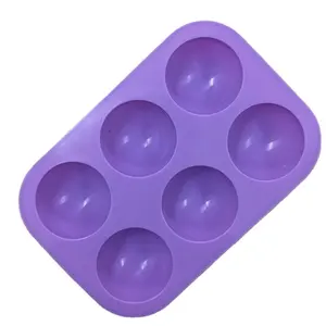 硅胶蛋糕模具 6 孔半球形冰布丁手工肥皂模具硅胶巧克力模具