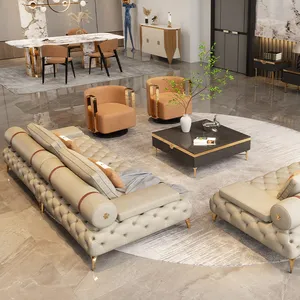 Sofá de móveis italianos, sofá de couro de luxo para sala de estar, conjunto de sofá de alta qualidade