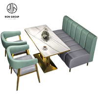 Ensemble de meubles de restaurant, table et chaises, banquette, sièges de stand, personnalisé, carré, café, restauration rapide, commercial, café, marbre