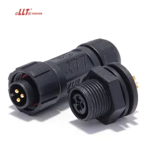 M12 outdoor dc ac 3 pin plug led wire waterproof panel mount connector
