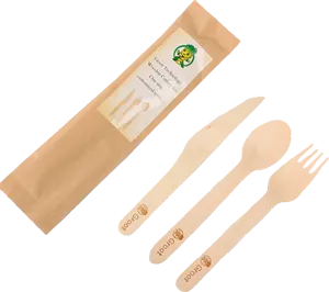 Eco Friendly Degradable Biodegradable Tableware Utensils Disposable Wooden Cutlery Spoons Forks Knives Set