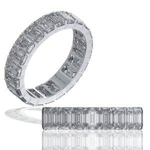 Anillo de Plata Unisex con Circonita Cúbica, Corte Esmeralda Vietnamita, Estilo Tenis, 2x4 mm - Product Image 5