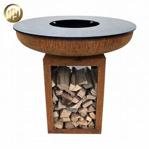 Brasero Portátil Moderno de Acero Corten de Tamaño Pequeño, Superficie Resistente al Óxido, Cocina de Leña para Jardín, Fiestas al Aire Libre - Product Image 1