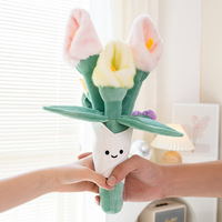 Bouquet de fleurs en peluche Kawaii, jouet en peluche doux en forme de tulipe/tournesol, cadeau idéal pour la Saint-Valentin, les anniversaires et les remises de diplômes
