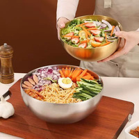 Bol mélangeur à salade en acier inoxydable durable, grande capacité, pour servir les aliments, les fruits, le naengmyeon coréen, la soupe et le riz