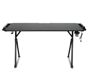 Bureau de jeu noir pour <span class=keywords><strong>gamer</strong></span>, avec plateau en fibre de carbone, accessoires de rangement multifonctionnels, configuration PC, salle de jeu - Product Image 3