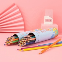 Crayons de couleur en tube de papier de 7 pouces, ensemble de crayons de couleur en plastique, cadeau mignon pour garçon, fournitures scolaires, Lapis De Cor