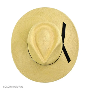 Panama Straw Fedora <b>Hat</b> Wide Brim Unisex Beach Sun <b>Hat</b> with Black Ribbon <b>Band</b> Adult Size - Product Image 3
