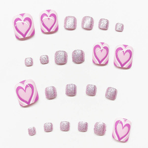Cheap Toe Press on Nails Factory Fashion Simplicity Press on Toe Nails Purple Heart Shining Brightly Press Diseños <span class=keywords><strong>de</strong></span> <span class=keywords><strong>uñas</strong></span> para <span class=keywords><strong>pies</strong></span> - Product Image 4