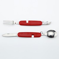 Fourchettes de qualité alimentaire avec porte-clés, 4 couteaux et cuillères de poche en acier inoxydable EDC pour le camping et la randonnée en plein air