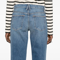 Jeans pour femmes personnalisé mi bleu vintage pour dames taille basse abrasion respirant denim lavable style décontracté taille pour les femmes