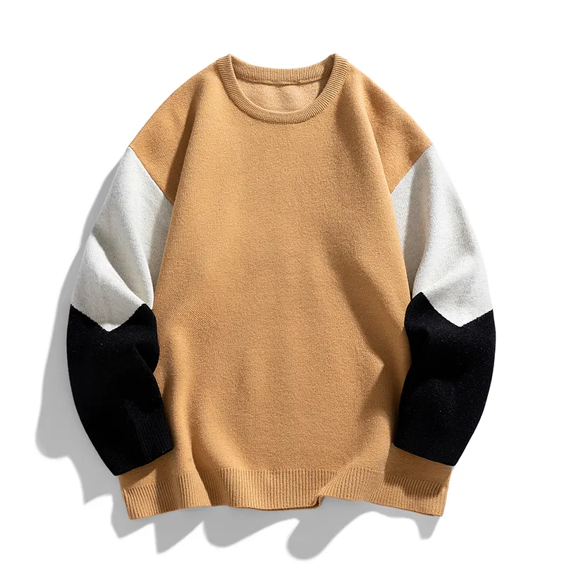 Jugend gestricktes hemd für herren herbst und winter neu lose passform trend farbe passender pullover für herren high street top bottom