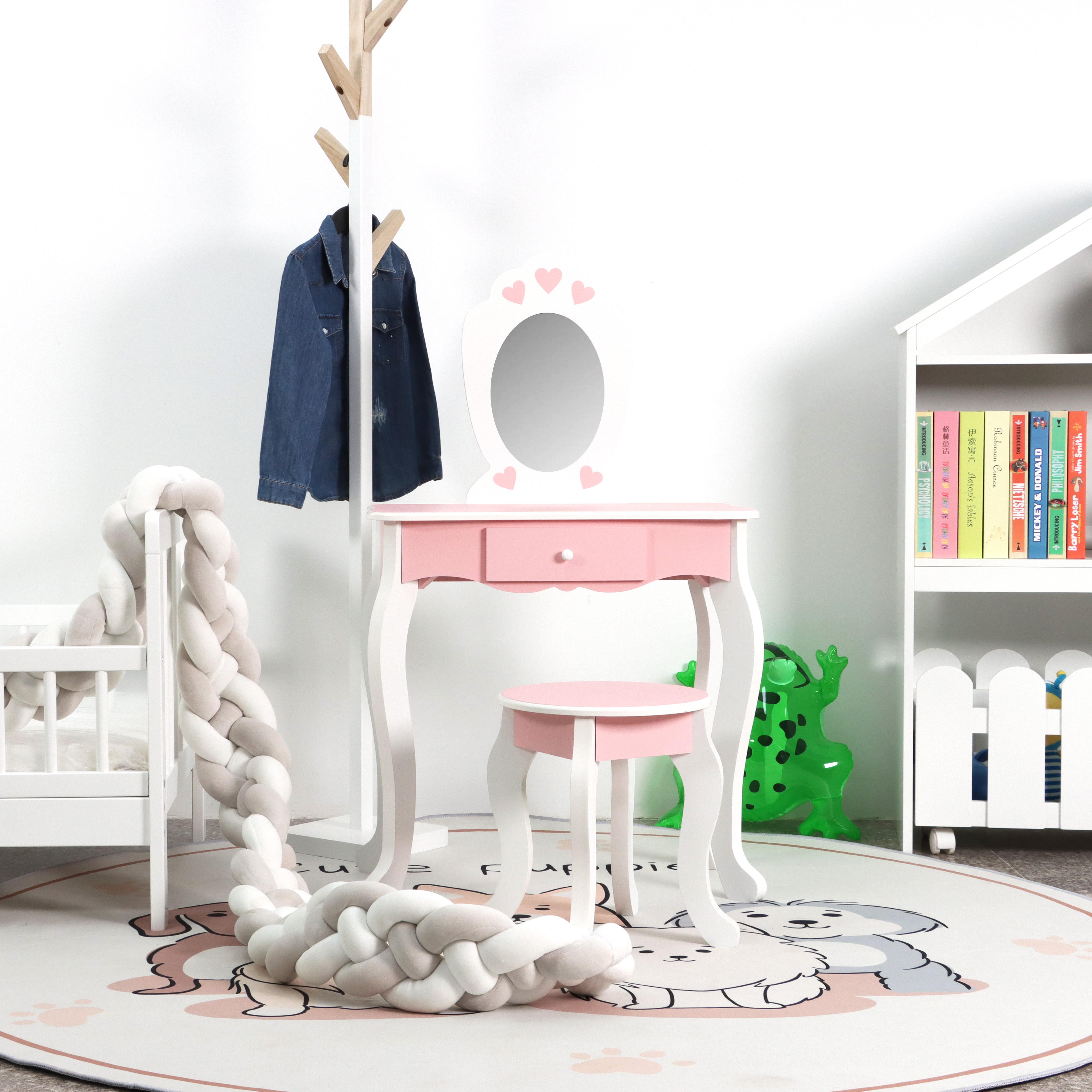 Pink Kids Dressing Table With Mirror 482