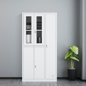 Armoire de bureau en métal avec portes en verre, durable, de type vertical, de forme rectangulaire, pour usage professionnel - Product Image 1