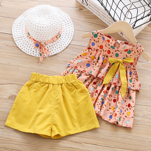 Conjuntos de Pantalones y Chaqueta de Punto con Triple Volante y Estampado de Puntos para Niñas, Estilo Casual de Verano, de Fábrica China - Product Image 2