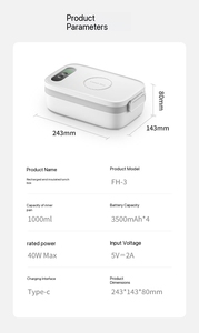 Offres Spéciales moderne USB/batterie chargeant la boîte à lunch chauffante électrique Portable sans fil pour l'extérieur ménage et voiture - Product Image 6