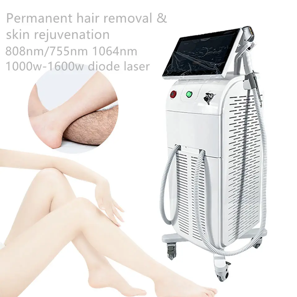 1200w 1600w New 3d Triple Diode Laser 755 808 1064 Titanium Professional 3 Wavelength Diode Laser Hair Removal Machine
