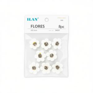 Applicazione Floreale Bianca Ilan Flores 2,5cm 8 Pezzi per Decorazioni Artigianali - Product Image 2