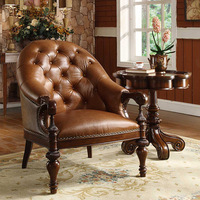 Vente en gros de chaises de loisirs à cadre en bois massif fauteuil en tissu classique européen de haute qualité