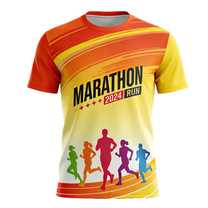 Custom Unisex Running T-Shirt Sublimated Gradient Color Crew Neck Short Sleeve Moisture Wicking Polyester Sport Top - Product Image 6