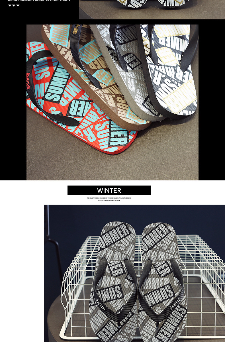 Summer Flip Flops Slippers Rubber PVC Casual Beach Shoes Printing Men Filpflops