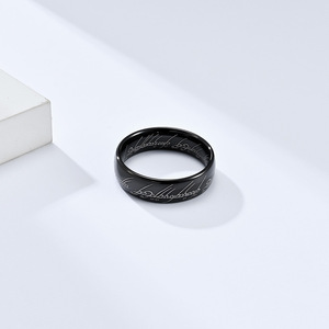Cross-border yunnique fashion film Lord of the Rings tungsten steel magic ring tungsten gold laser engraving light - Product Image 4