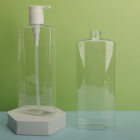 Bouteille de pompe en plastique PET transparente 500ml épaule plate vide lavage des mains savon liquide et shampooing pour cheveux bouteilles d'emballage