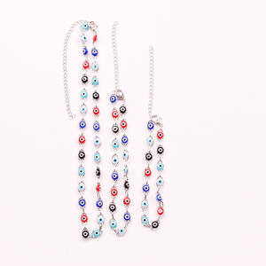 Collar de Ojo Turco para Mujer, Joyería de Moda Geométrica de Aleación de Zinc para Fiesta, Engaste de Bisel, Capa Única X12245 - Product Image 3