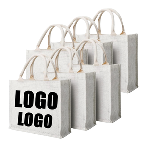 Cheap Price Jute Shopping <b>Bag</b> <b>Medium</b> <b>Size</b> Top Handle Logo Print Hand Carry Tote <b>Bag</b> - Product Image 1