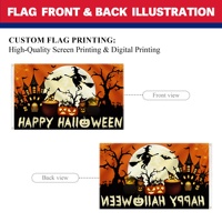 Drapeau d'Halloween personnalisé OEM ODM avec motif, 3x5 pieds, faible MOQ, vente en gros, bannière de fête, drapeau à bords doublement cousus, fabricant uniquement